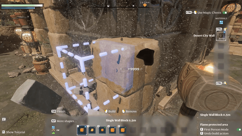 First-person building; overgrowth and decay tools