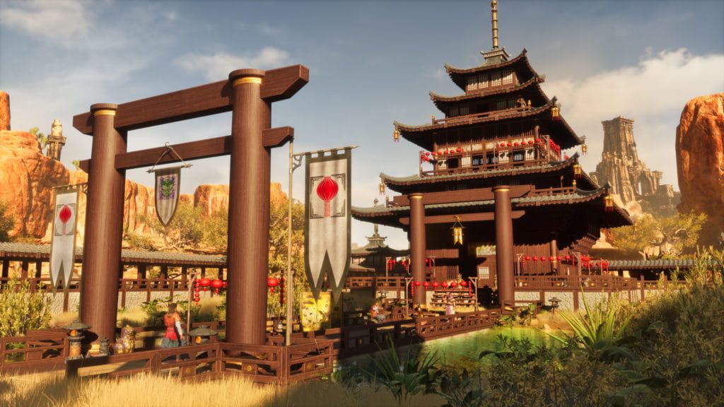 Conan Exiles Enhanced large player base showing upgraded building detail