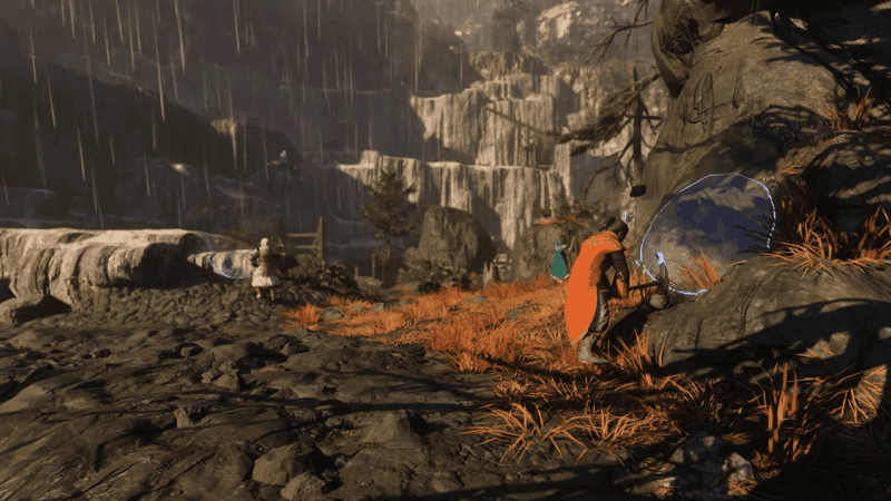 Enshrouded gameplay image showing a melee weapon special ability triggering after building focus