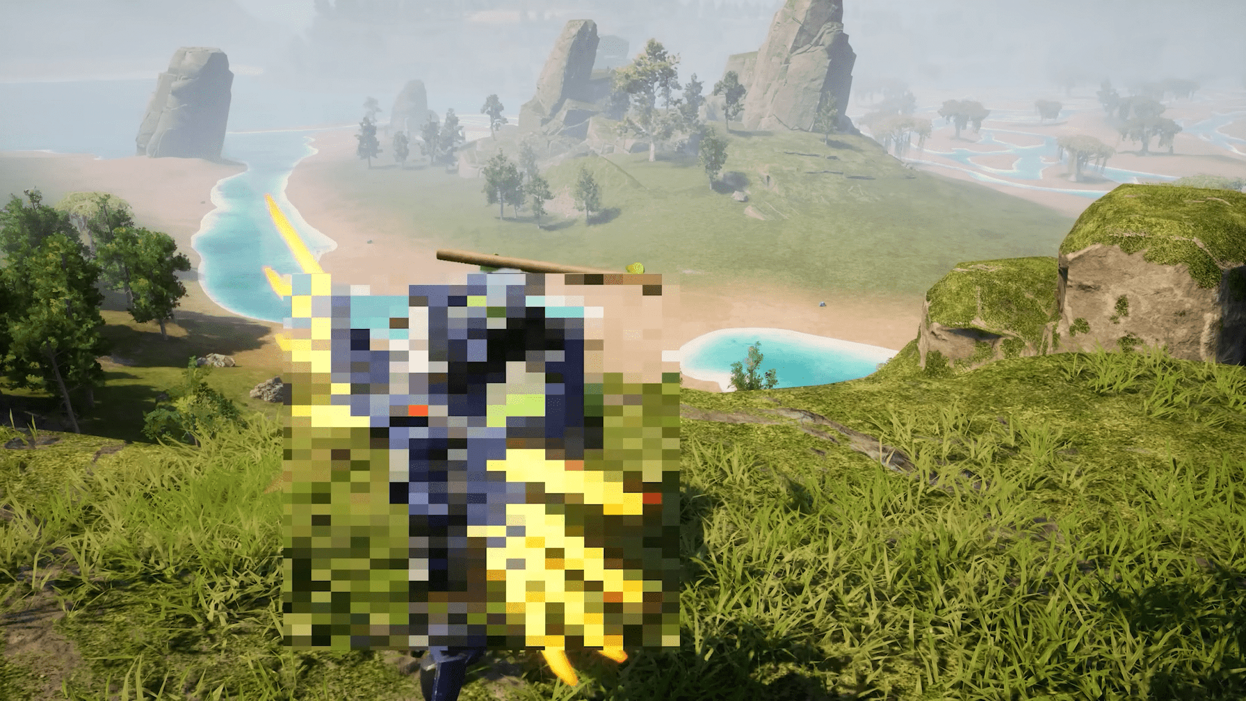 Blurred tease of new collab character striking unknown Pal