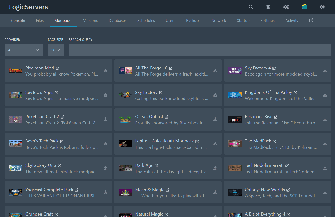 Modpack browser