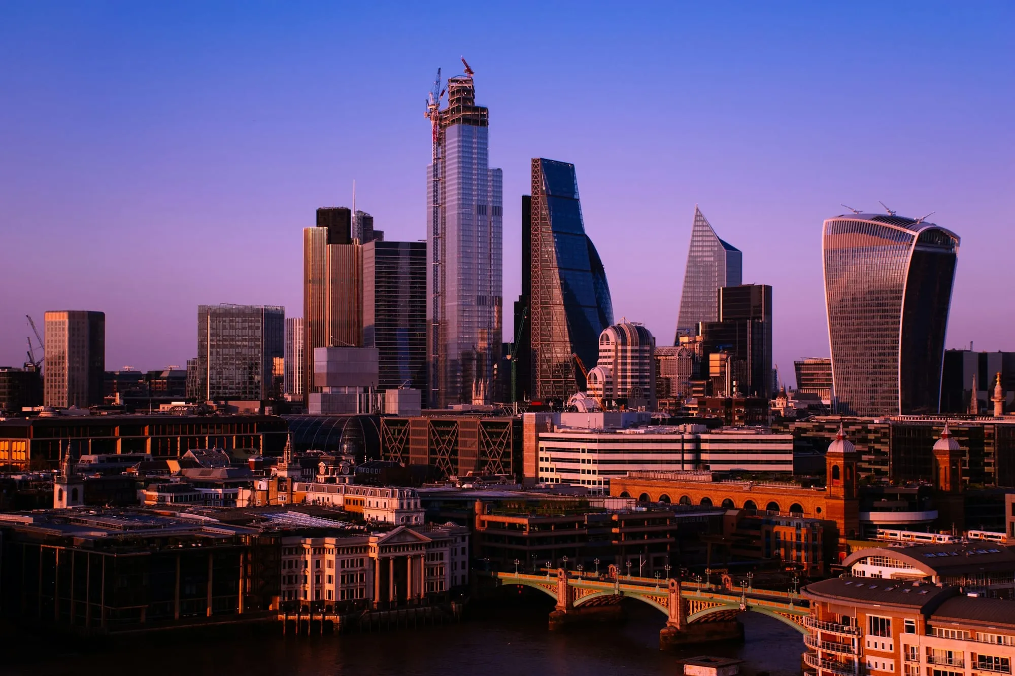 City of London skyline at dusk